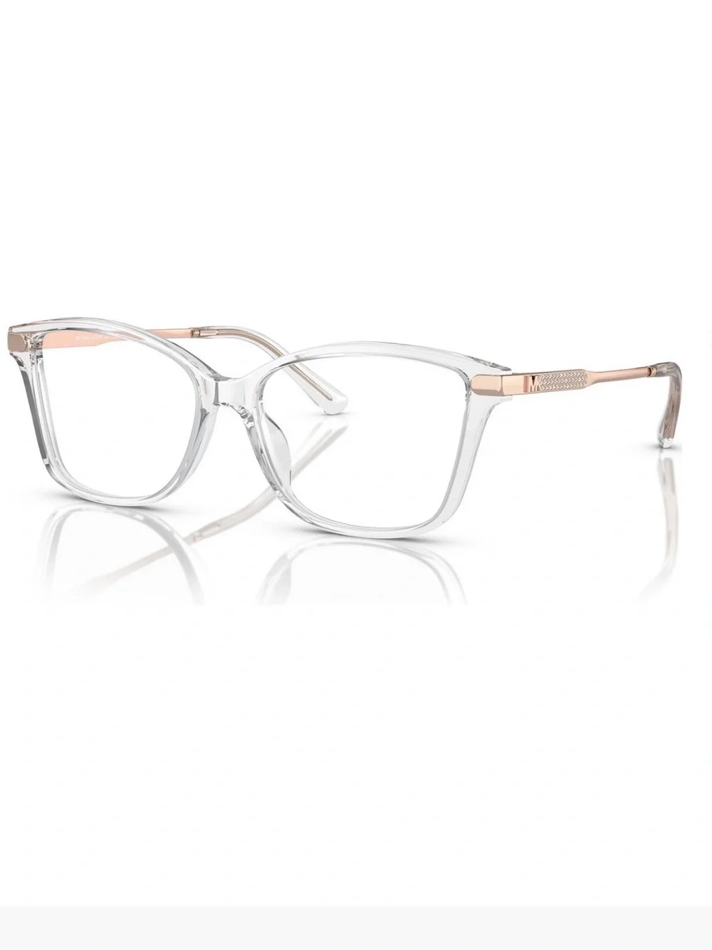 Clear Frame Women's Eyeglasses with Gold Temples